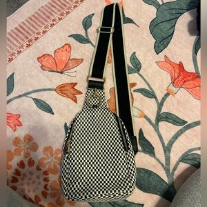 Checkered Women's Bag with Adjustable Strap